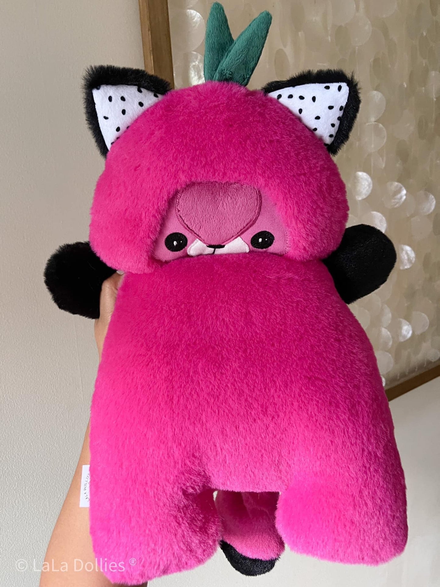 Dragonfruit Fox, Cerise and black seal minky | LALA DOLLIES ® Exclusive