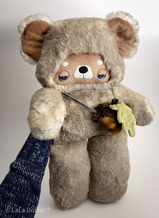 Mama Bear with Acorn Sash,washed kodi cuddle, Fossil | LALA DOLLIES ® EXCLUSIVE, LIMITED. Fall 2024