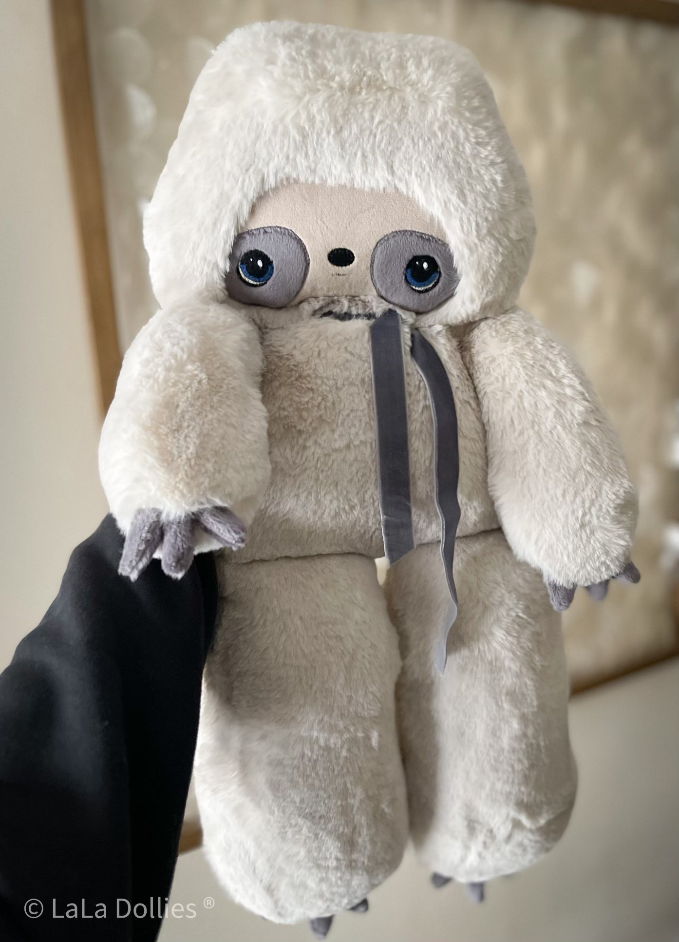Caesar the Sloth, Charcoal accents, with the Blue Eyes | Mama Ragged | LALA DOLLIES ®